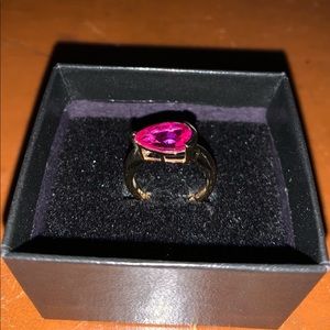 Technibond Dark Pink Pear Shaped Ring - Beautiful